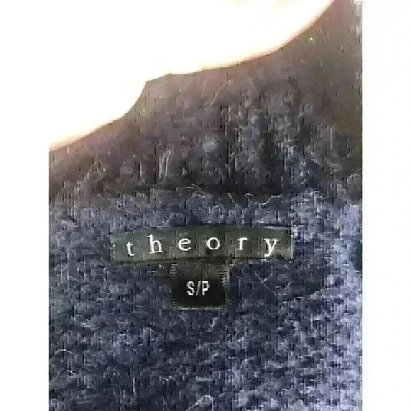 Theory Womens Size S/P Blue Chunky Knit Sweater Wool Blend Twist Front - Picture 3 of 5